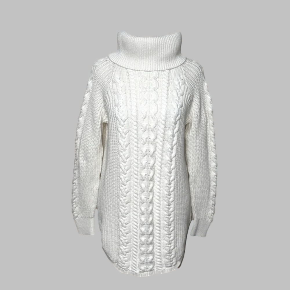 GAP Maternity Cream Cable-Knit Cowl Turtleneck Knit Sweater Top - Size Medium